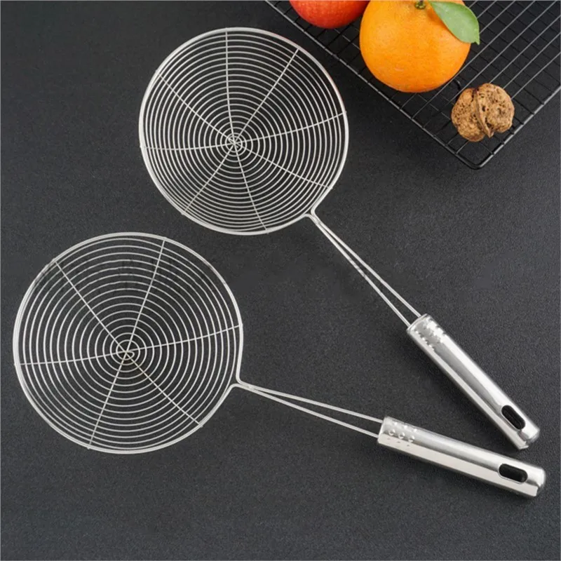 Oval Skimmer Stainless Steel Filter Mesh Oil Pot Food Filter Cookware Colander Fried Filter Kitchen Strainer Baking Cooking Tool