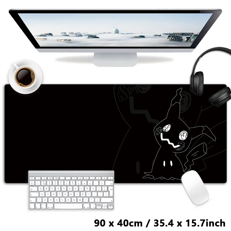 PC Black Anime Ghost Speed Gamer Computer Gaming Big Mouse Pad Mat XXL Large Mousepad Keyboard Pad Desktop Carpet 900x400