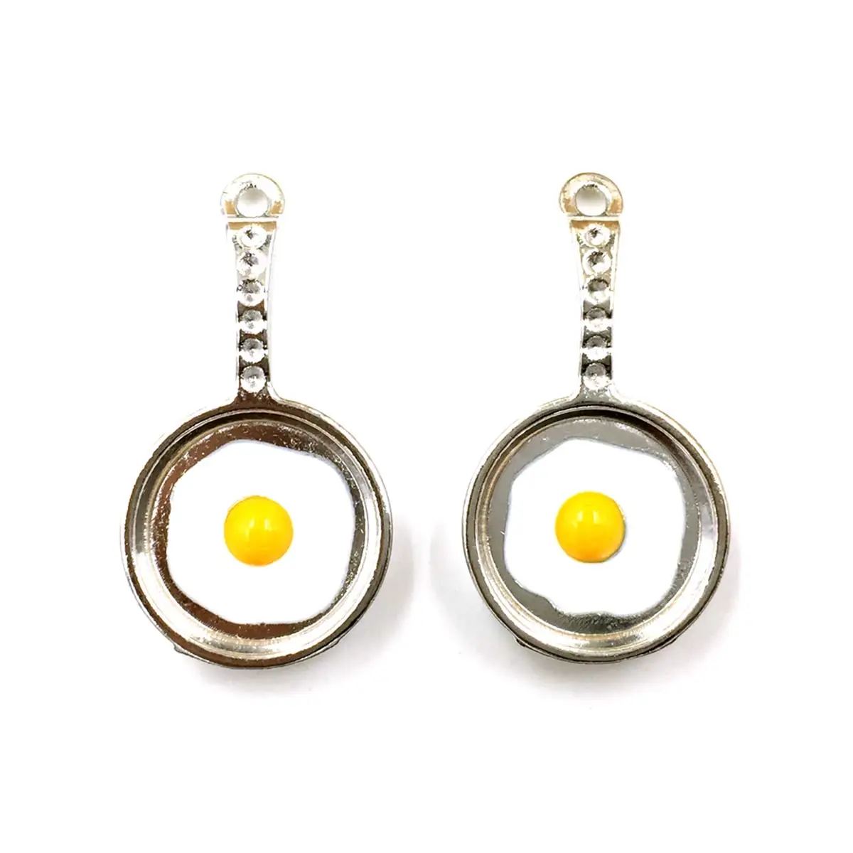 

30PCS Creative Kitchen Theme Frying Eggs in Flat Pan Enemal Charm Pendants DIY Handicrafts Decoration Making Accessories