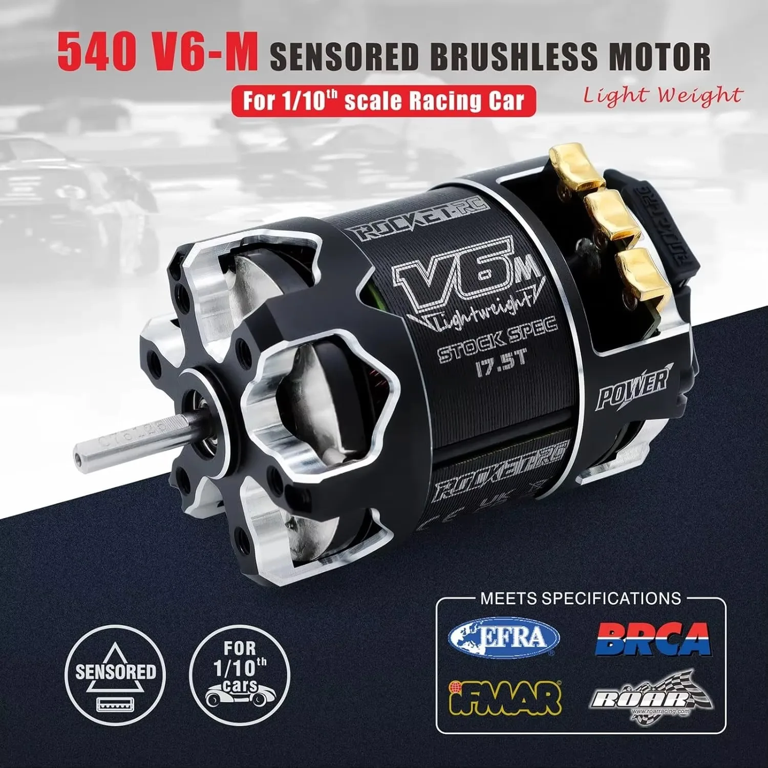 SmCpSurpass Hobby Rocket 540 V6M 13 .5T 17.5T 21.5T Sensored Brushless Motor For 1/10 Scale RC Racing Car
