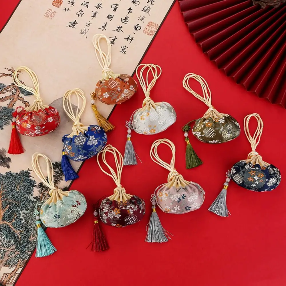 Pattern Multi Color Tassel Cloth Drawstring Embroidery Chinese Style Storage Bag Empty Sachet Purse Pouch Women Jewelry Bag