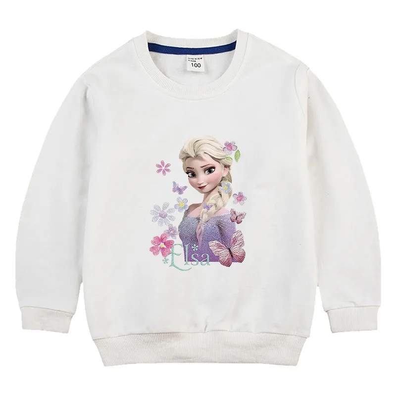 Quality Cotton Disney Tee Shirt 2024 Girl Clothing for Children T-shirt Girls Long Sleeve Kids Tops Frozen Elsa Clothes 2-10Y