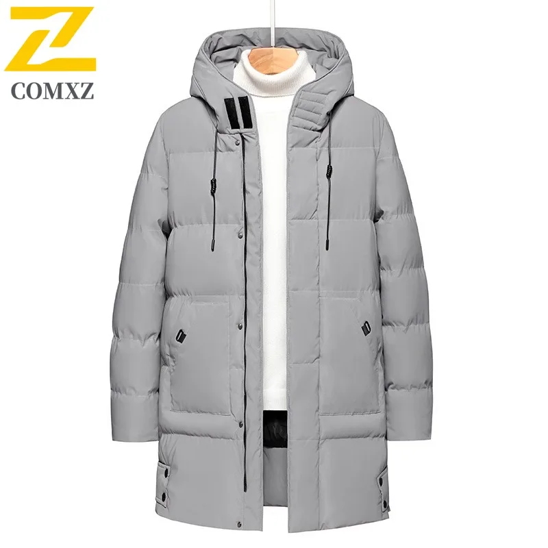 COMXZ 2025 Winter Men Fleece Lined Jacket Spring Autumn American Style Waterproof  Windproof Hooded Outdoor Sports Casual Coat