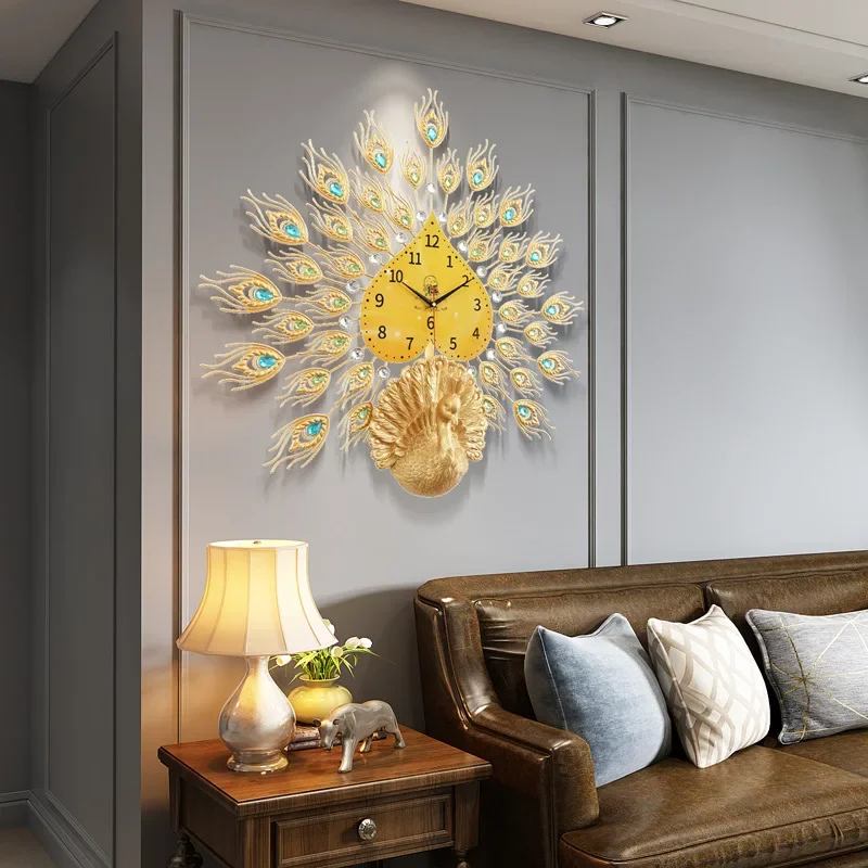 Living Room Retro Wall Clock Bedroom Metal Round Interior Luxury Wall Clock Clockwork Digital Orologio Da Parete Home Decoration