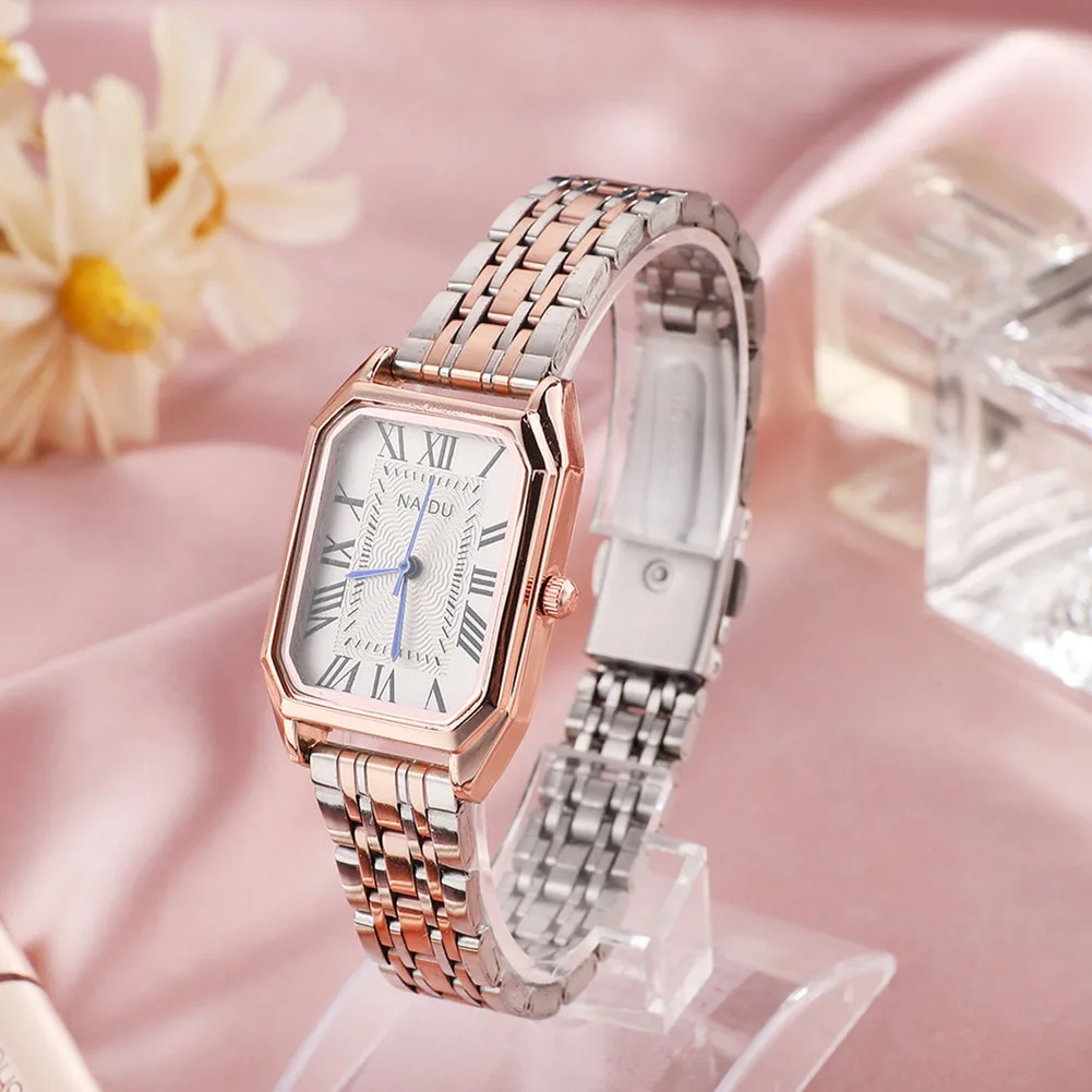 Women's Square Dial Stainless Steel Band Fashion Quartz Watch Christmas Birthday Gifts