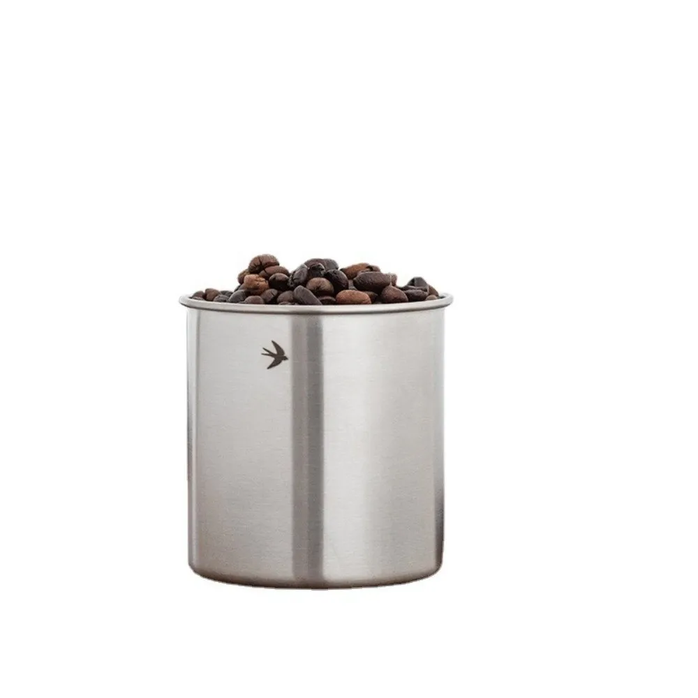 New Stainless Steel Matcha Jar Wood Lid Large Capacity Tea Canister 380ml 560ml Tea And Coffee Jar Kitchen