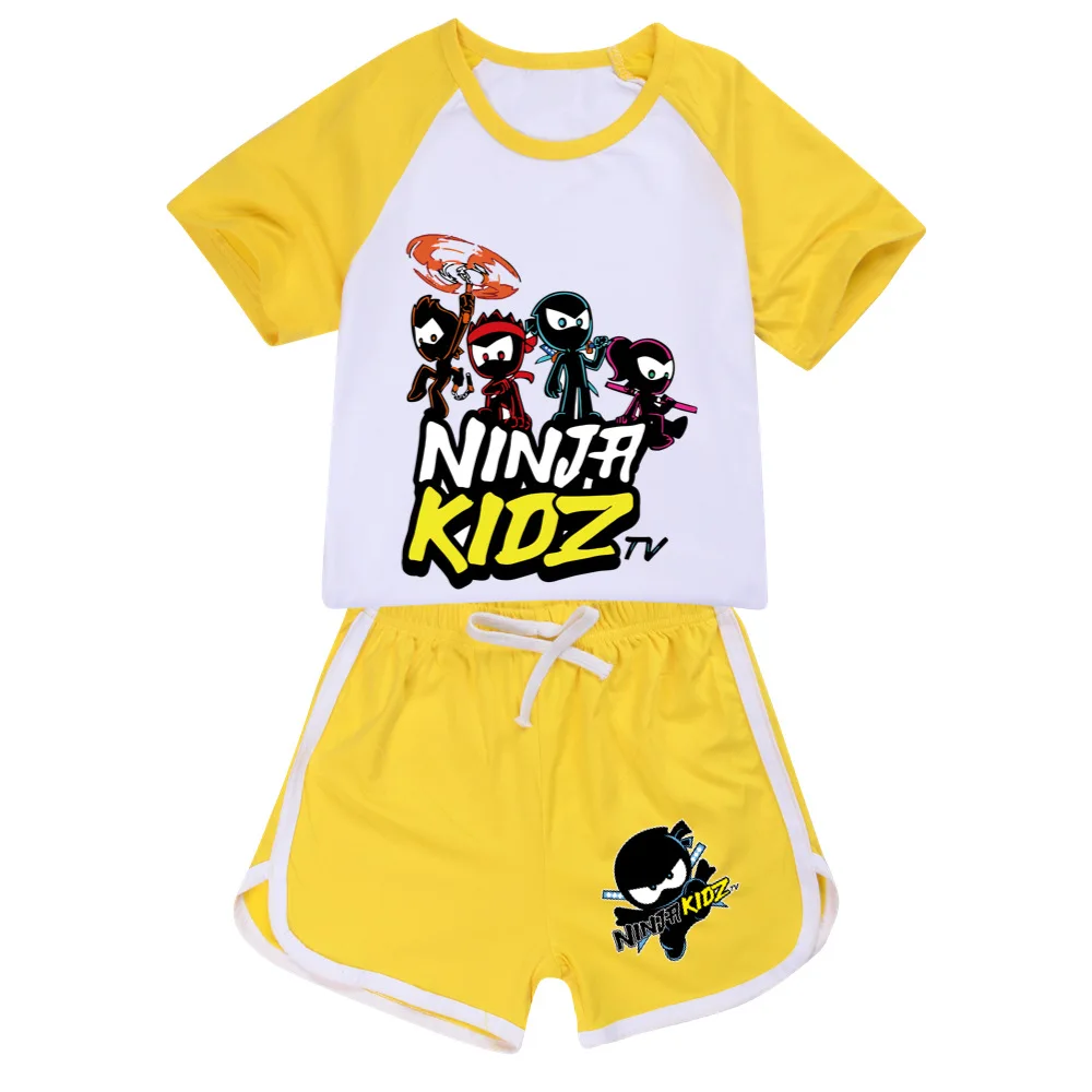 NINJA KIDZ Kids Clothes Summer Baby Girls T shirt Pants Set Boys Casual Short Tops Suit toddler Children pajamas clothes