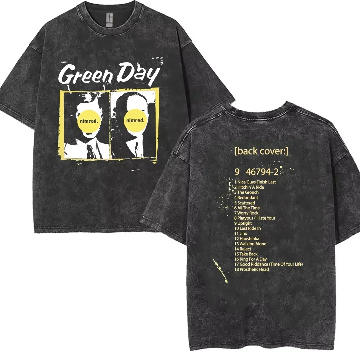 

2025 American retro washed old heavy cotton solid color short-sleeved Tshirt summer loose top tide washed T-shirt green.days