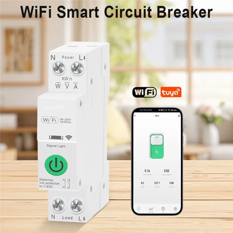 LXYB18B Remote Control Switch WIFI Smart Circuit Breaker 1P+ N Over-Under Voltage Protector Current Protection