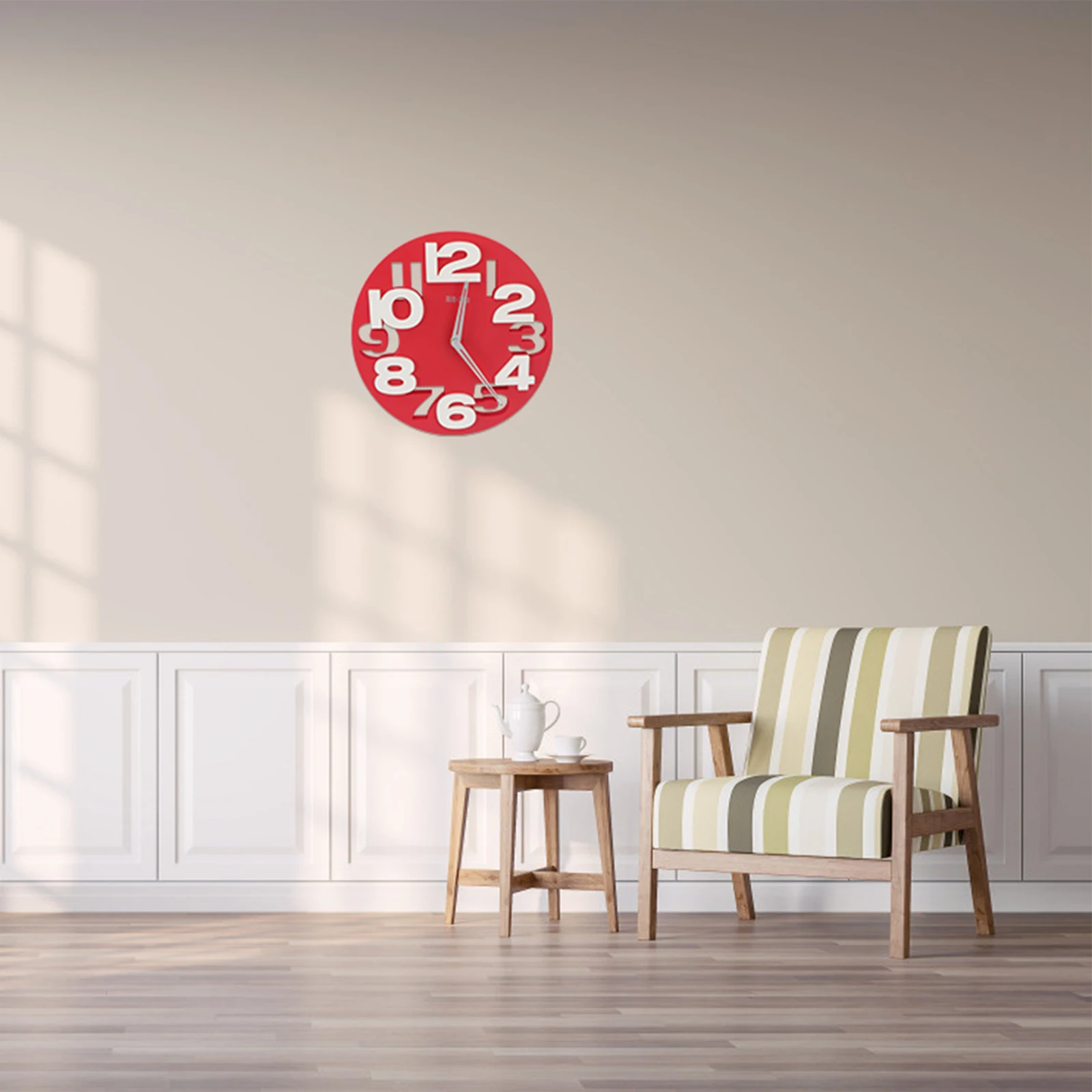

Round 3D Digits Home Wall Clock Round Wall Clock Large Office Decor Powered Plastic Black