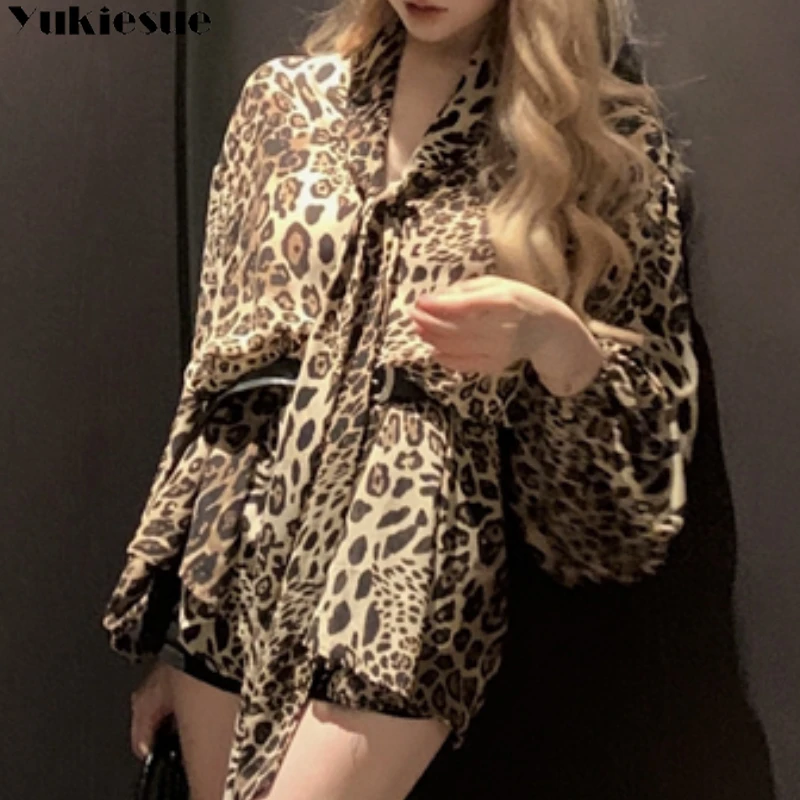 Women Casual Long Sleeve Cotton Linen Loose Shirt Elegant Solid Harajuku Lapel Blouse Vintage Leopard print Tops Y2K Streetwear