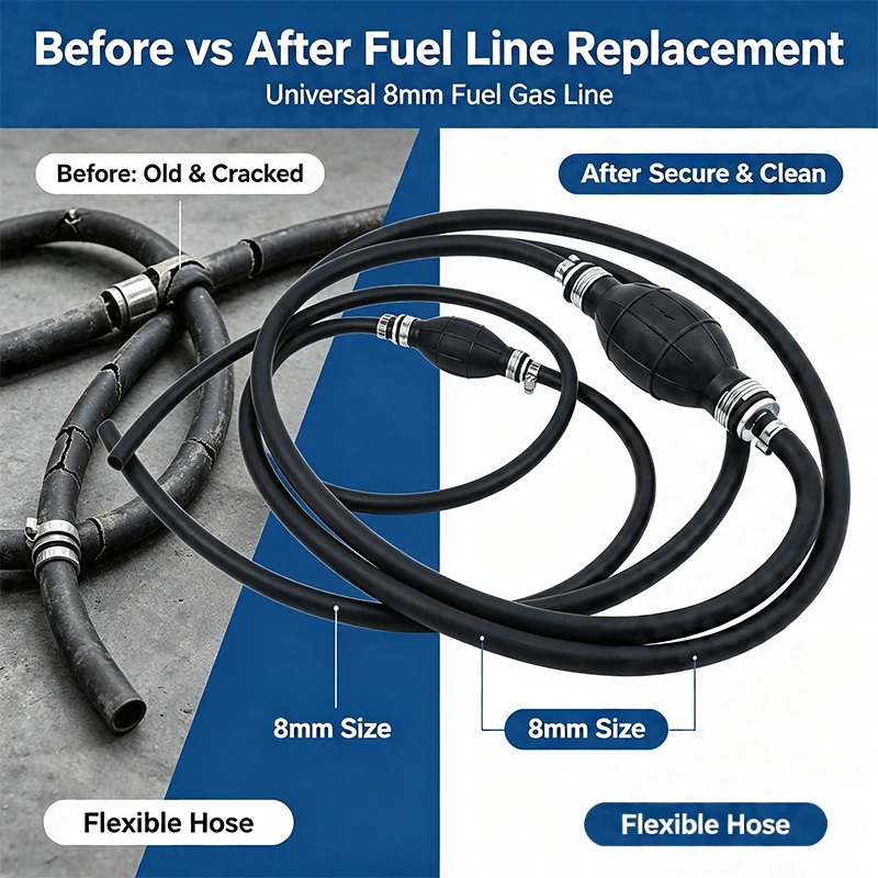 Fuel Transfer Pump Manual Suction Pump Hand Water Transfer Pump with8mm Soft Delivery Hose for g asoline Diesel Fuel Liquid Part