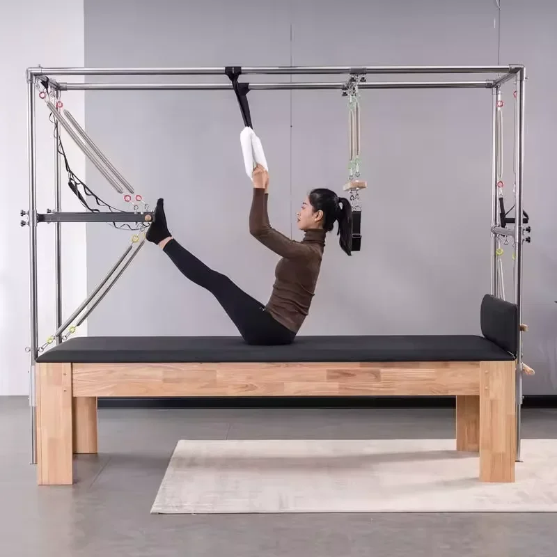 Deren Pilates Equipmentเครื่องออกกําลังกายที่บ้านการฝึกอบรมอุปกรณ์ออกกําลังกายเตียงพิลาทิสโครงไม้โอ๊ค