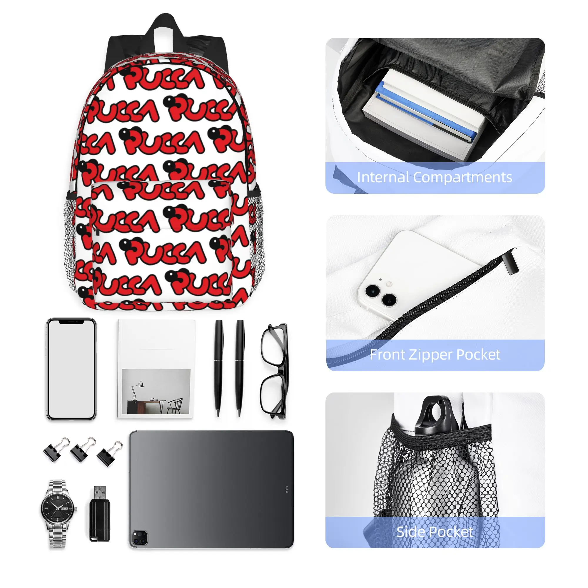 Cartoon Pucca Backpack Hot Sale Daypack Large Capacity Boys Girls BookBag Shoulder Bags for Men Women School Bag