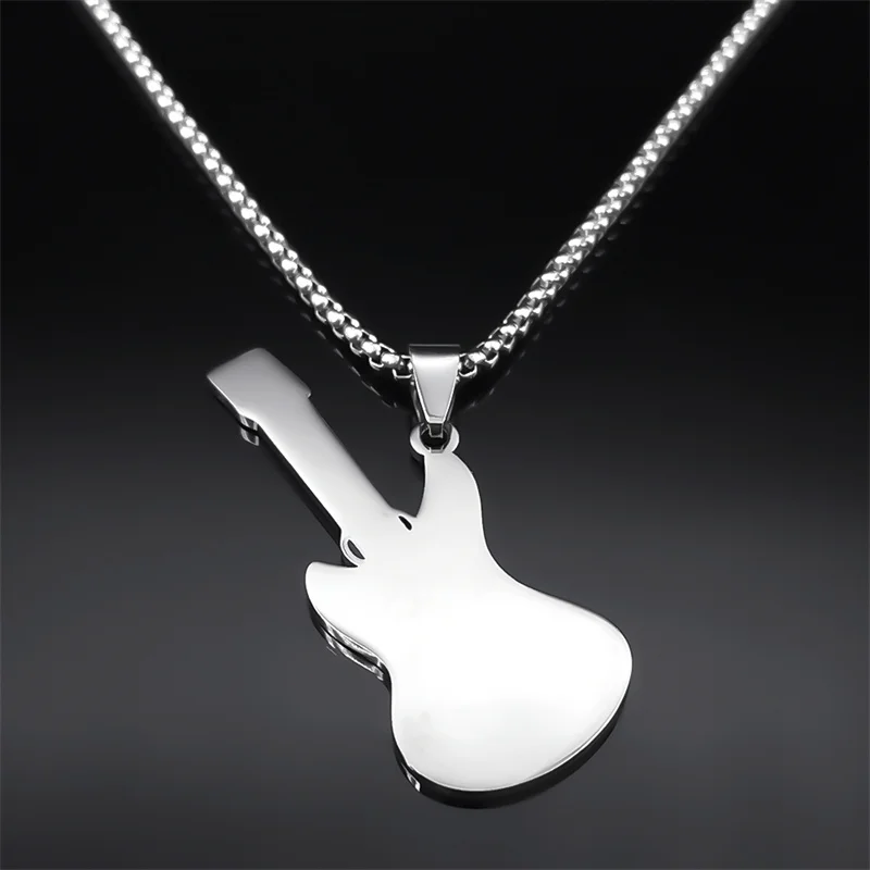 Collana con cuore per chitarra con nota musicale rock per donna/uomo Catena punk in acciaio inossidabile regalo per collare gioielli fidanzato N9603S06