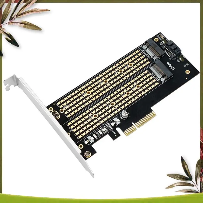 ABDW-M.2 Dual M.2 PCIE 4.0 Adapter For Nvme / NGFF SSD NVME (M Key) And SATA (B Key) SSD To Pcie X4 X8 X16 Slot