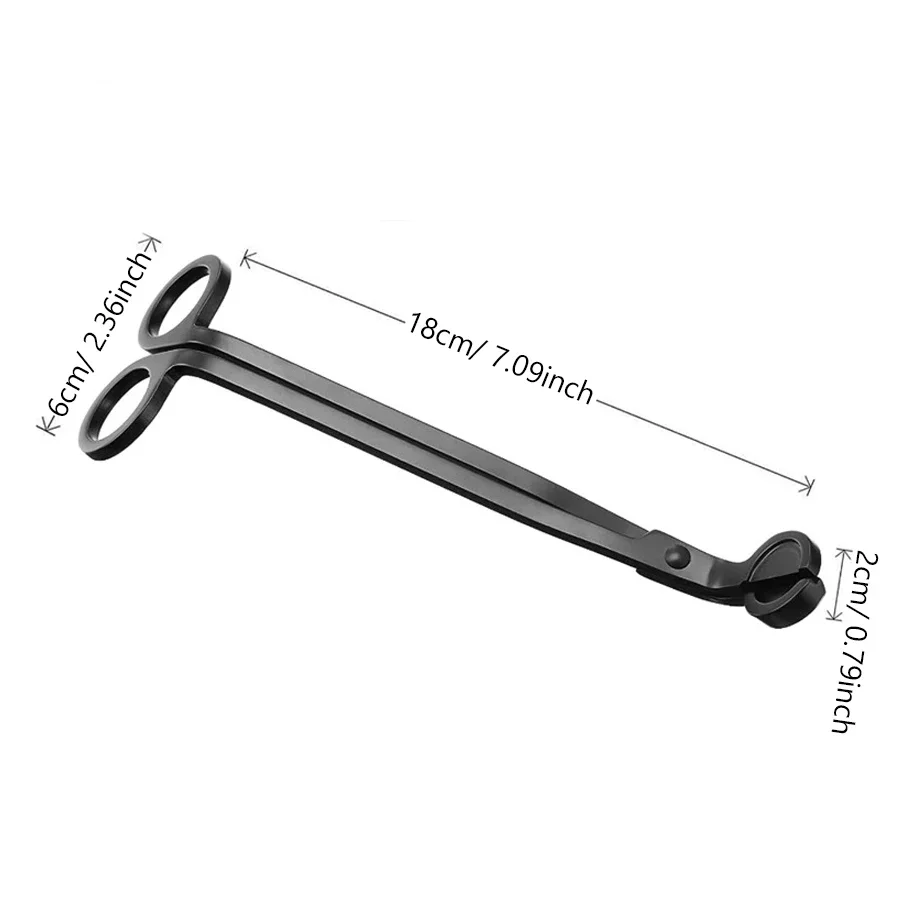 Black Stainless Steel Candle Wick Trimmer Scissors, 18*6cm Candle Cutter Home Decor