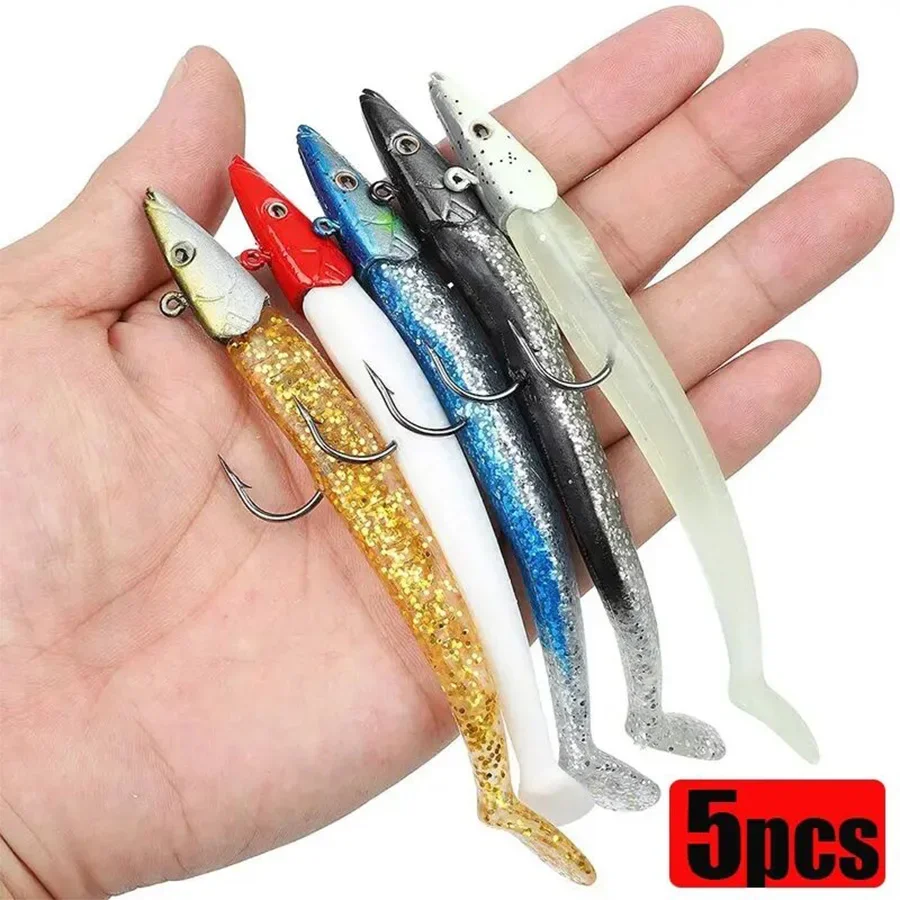 

5PC Jig Head Soft Silicone Artificial Bait Kit Paddle Tail Trout Wobbler For Trolling Sea Bass Swimbait Winter Fishing Lures Set