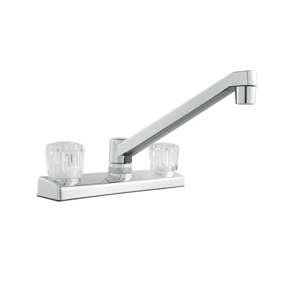 

Kitchen Faucet with Dual Acrylic Handles Chrome Finish Nonmetallic Body