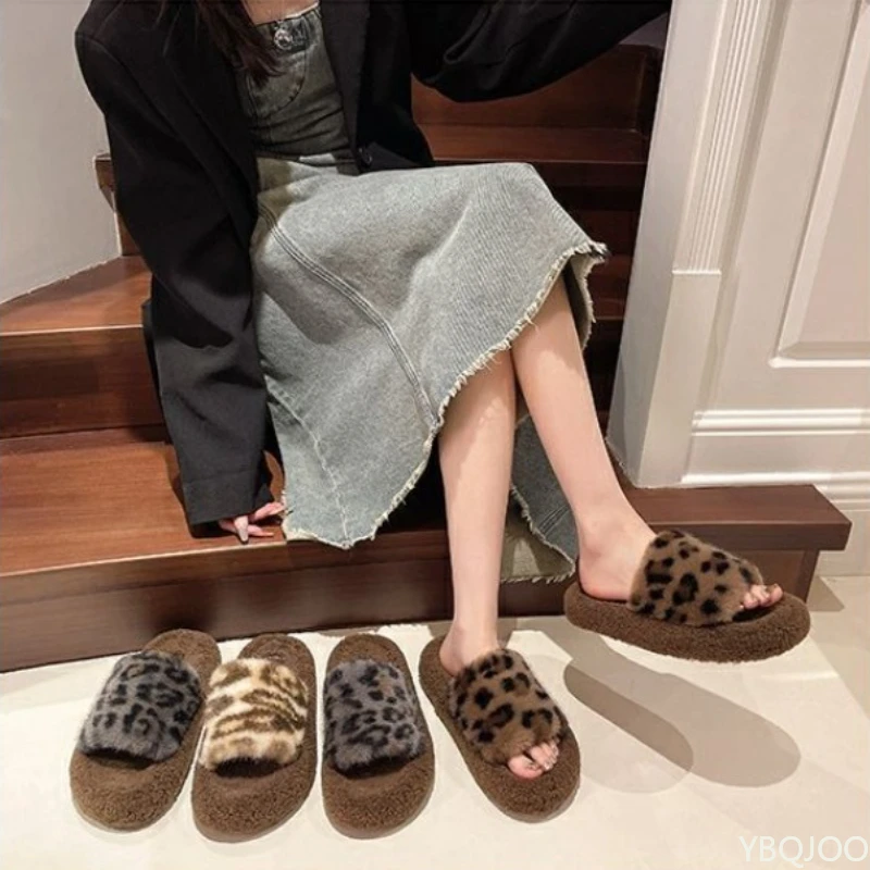 

Осенне-зимние модные домашние женские хлопковые тапочки с леопардовым принтом на толстой подошве и женские тапочки, увеличивающие рост
