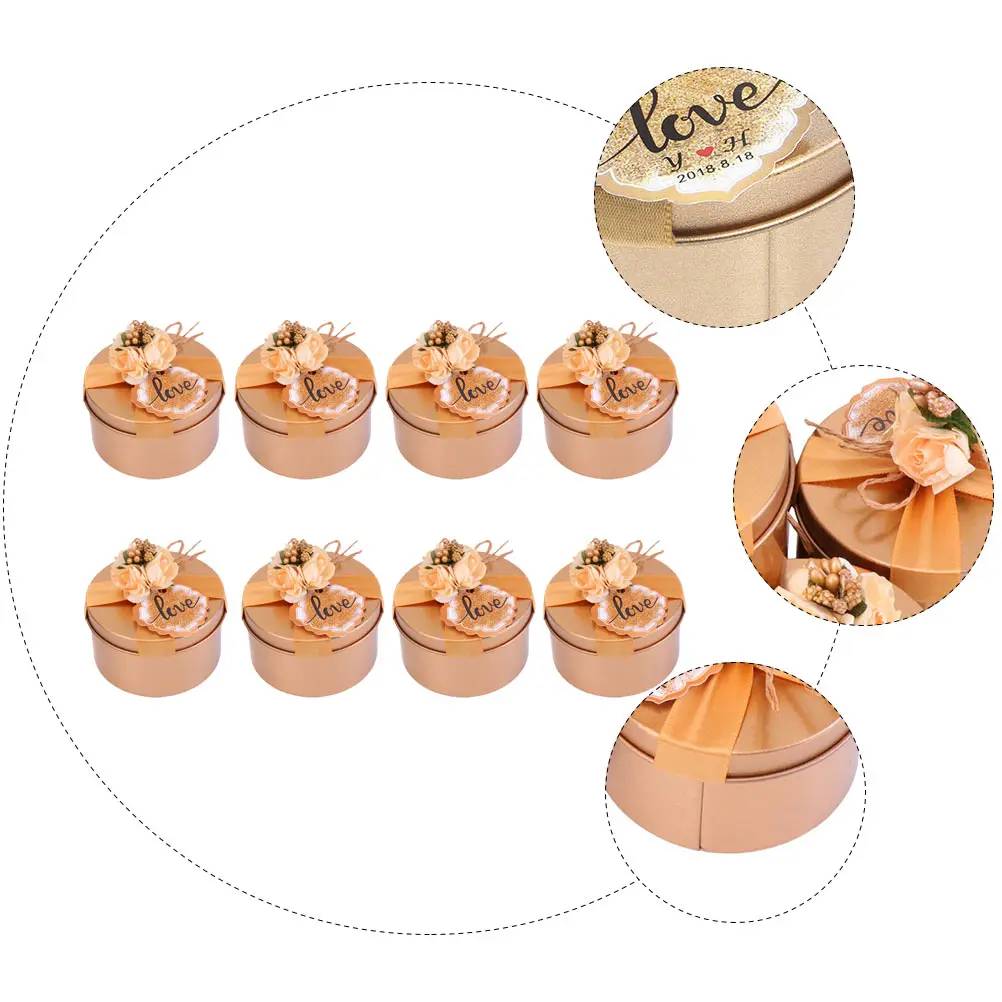 

8 Pcs Wrapping Box Wedding Gift Boxes Elegant Fashionable Wedding Party Birthday Gift Boxes Tinplate Storage Packing Box