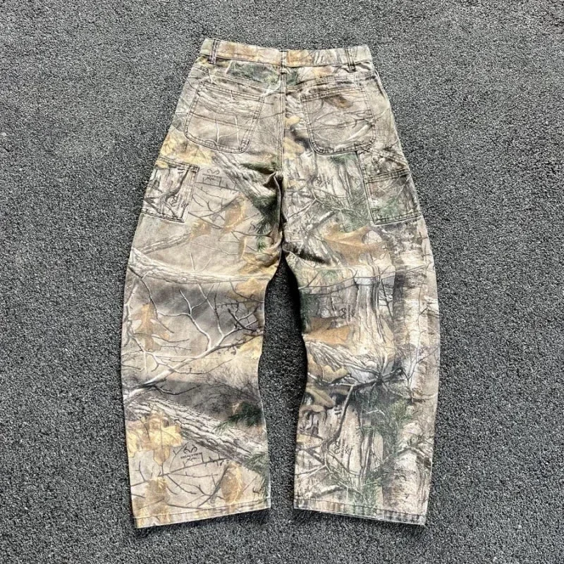 

Camouflage Cargo Pants Y2K New American Mainstream Hip Hop Skateboard Men Women Streetwear Gothic High Street Super Loose Jeans