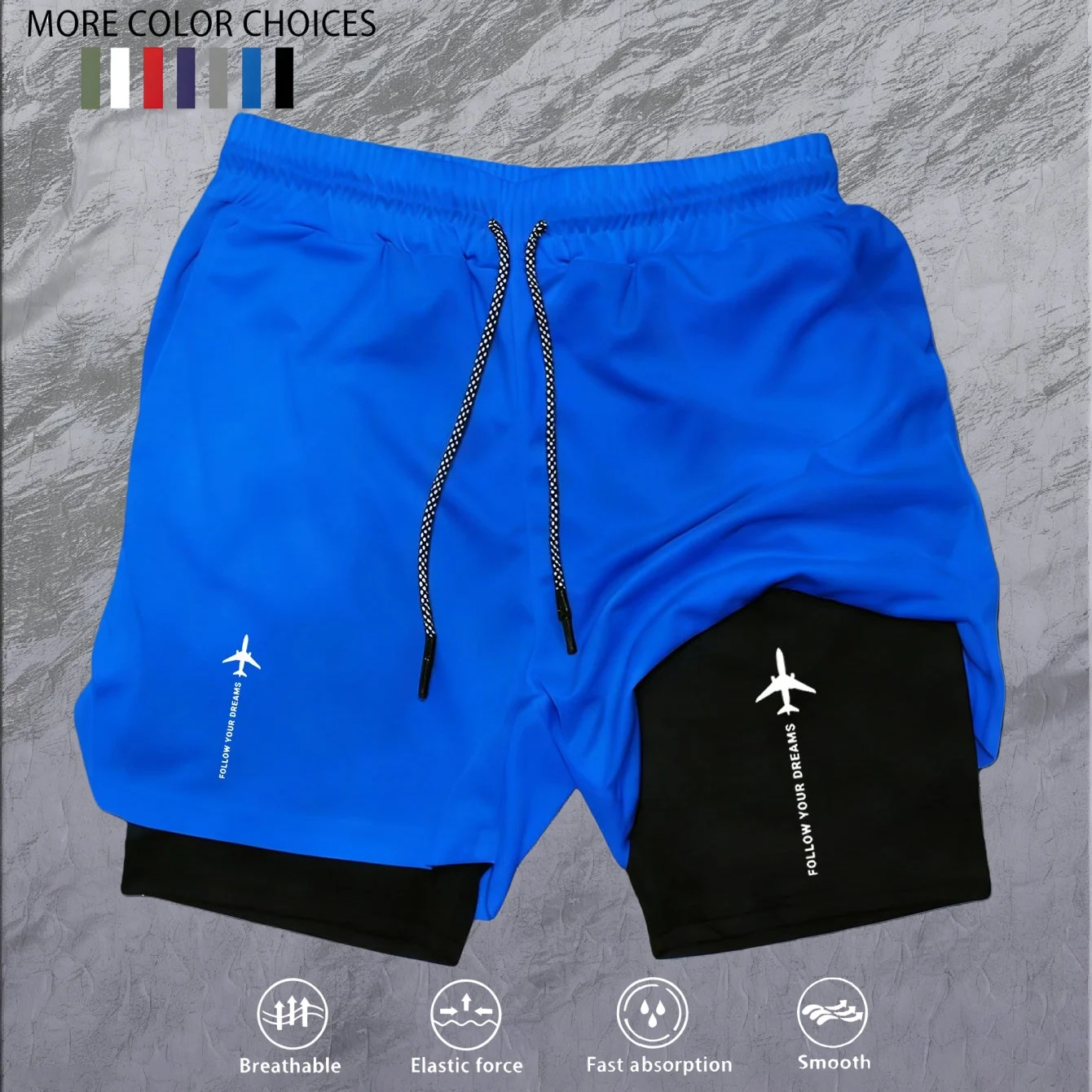 2026 Men's 2-in-1 Running Shorts, High-Quality Elastic Double-Layer Shorts, Breathable and Lightweight, Teen Training Shorts, Sp