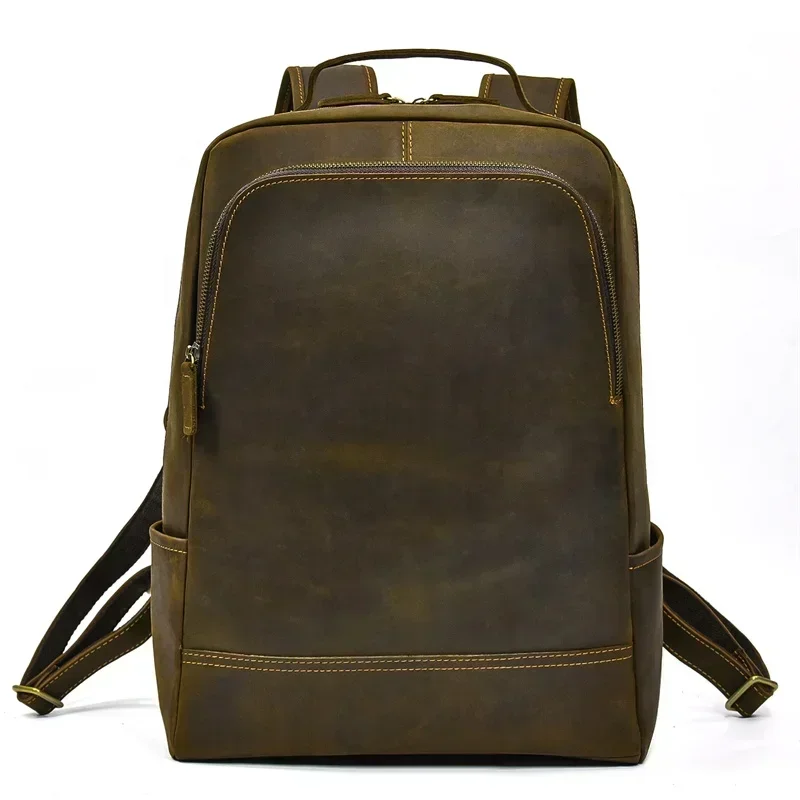 

New Arrival Minimalism Laptop Bag Men Genuine Leather Backpack School Bag For Daily Life