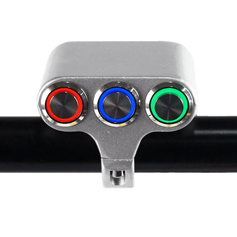 22mm Motorcycle Switches Handlebar Mount Switch For Headlight Fog Light ON OFF High Low Beam Aluminum Alloy With Indicator Light