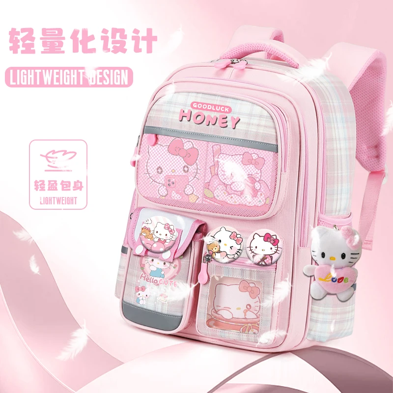 Mochila Sanrio, mochila de gran capacidad, novedad de 2025, bolso escolar para niñas con bonito gatito de dibujos animados, mochila para adolescentes, mochila para volver a la escuela