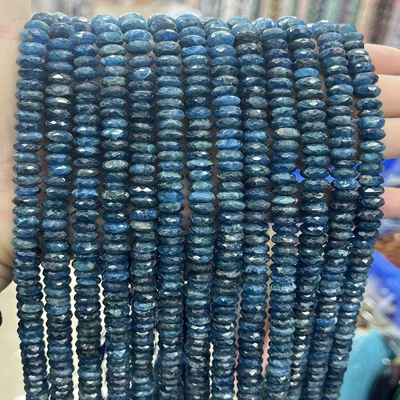 

Apatite roundelle faceted blue 4*8mm 38cm for DIY jewelry making loose beads FPPJ wholesale nature