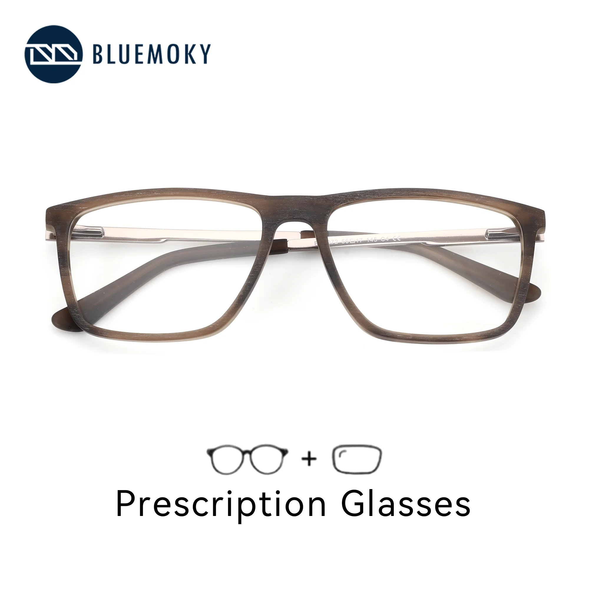 

BLUEMOKY L Size Vintage Square Prescription Glasses For Men Retro Acetate&Metal Photochromic Optical Eyeglasses