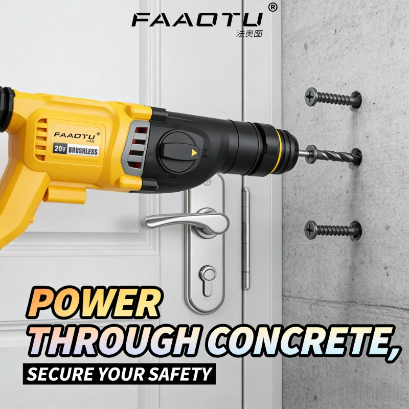 

Бесщеточный аккумуляторный перфоратор FAAOTU DCH263 20V, совместимый с батареями DeWalt, без аккумулятора