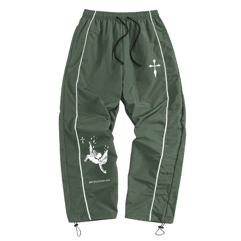 

Men's Angel Cross Print Trendy Sporty Pants with Lines Gym Workout Running Trousers with Pockets Athletic Quick Dry Sweatpants