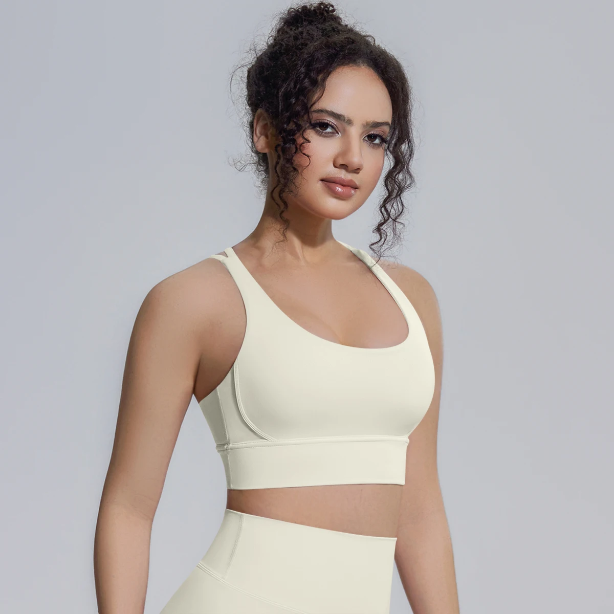 Damen Einfarbiger Schöner Rückenfreier Yoga-BH Yoga-Unterwäsche mit Brustpolster Sommer Fitness Sport Stoßfester Workout-Top Sexy BH – Detail 25