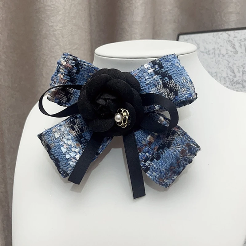 Koreańska moda Tkanina Broszka z kokardą Tkanina Art Camellia Flower College Style Kołnierzyk koszuli Szpilki Biżuteria modowa Odznaka Akcesoria — zdjęcie 5