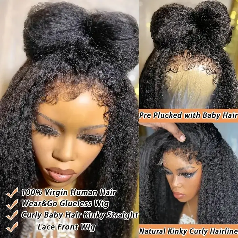 

Sapphire 150% 13x4 Glueless Lace Frontal Wigs 4c Kinky Straight Lace Human Hair Wigs Plucked Brazilian Remy 100% Human Hair