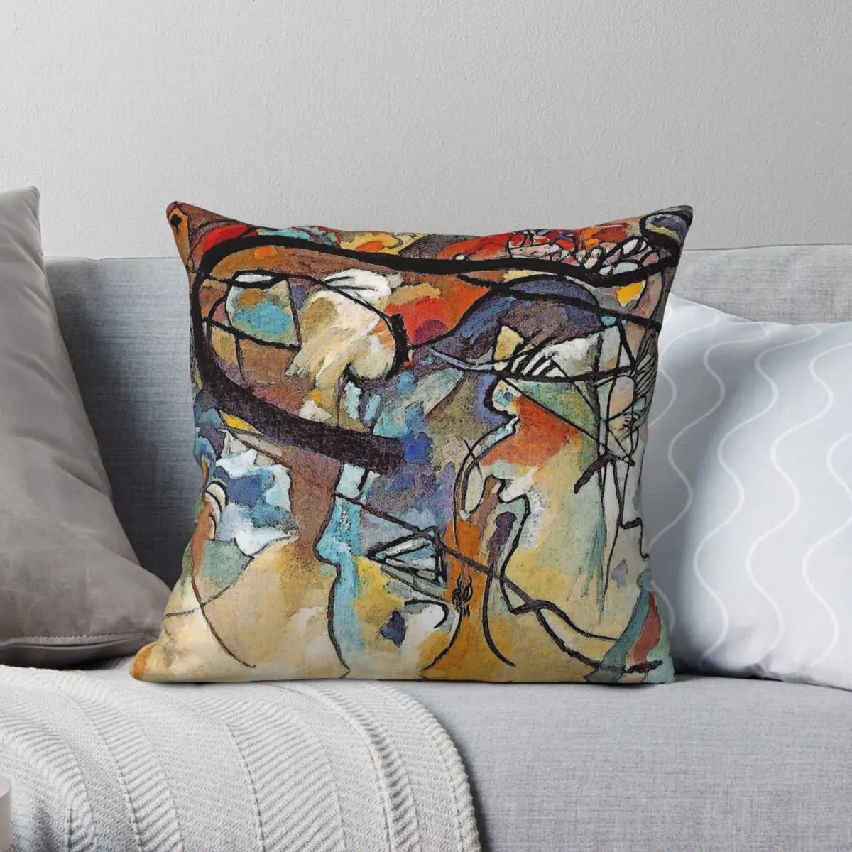 Wassily Kandinsky Composition 5 Pillowcase Polyester Linen Velvet Creative Zip Decorative Throw Pillow Case Sofa Cushion Cover