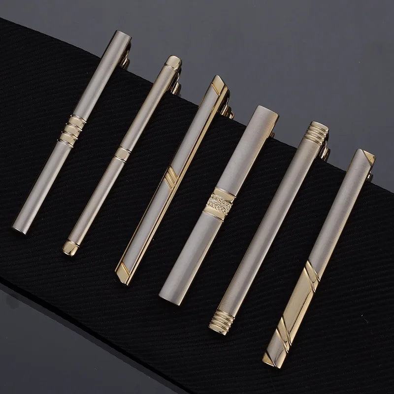 narrow tie clip men's simple two-color pattern electroplating business 28 personalized trends Korean version gold t