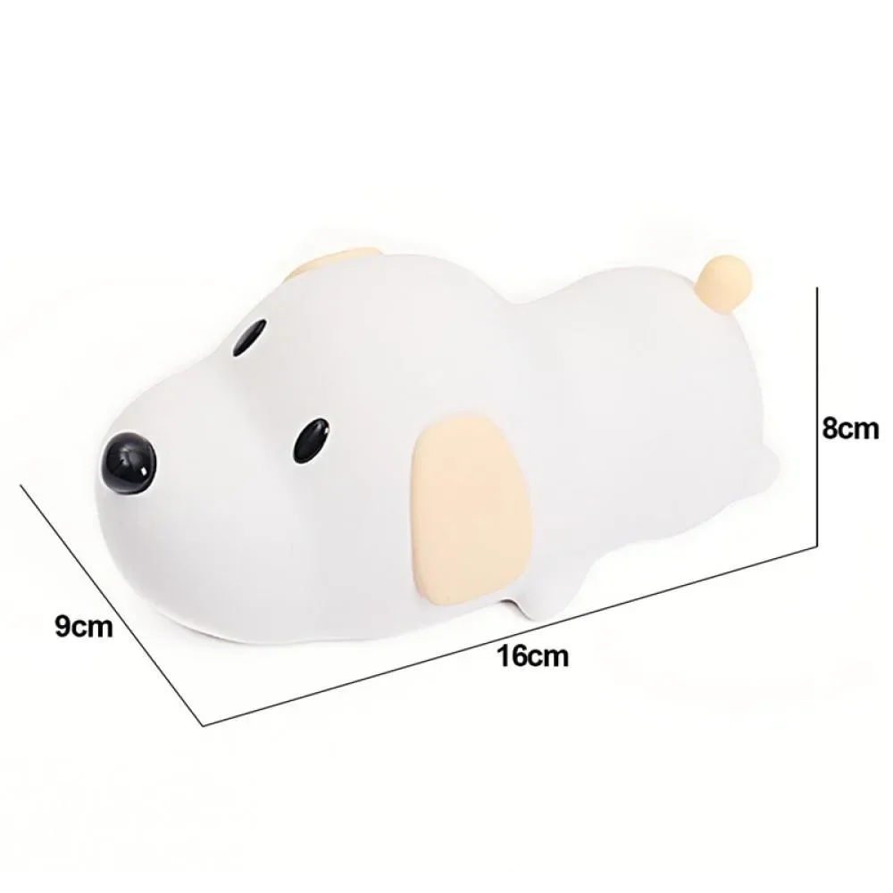 Cute Puppy Dog Touch Senor Night Light Silicone Dimmable Atmosphere Lamp Children Kids Holiday Gift Sleeping Bedroom Night Lamps