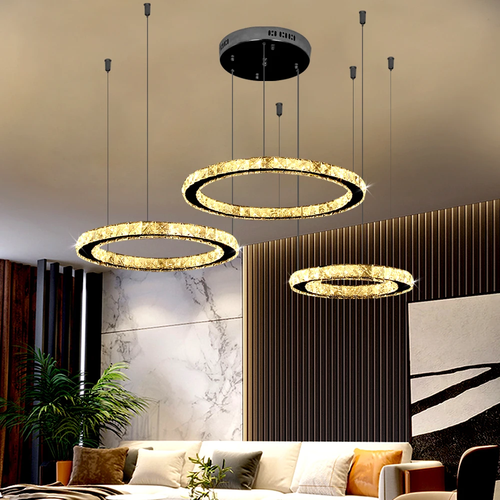 

Modern Luxury K9 Crystal Led Ceiling Lamp Ring Chandelier Light Living Dining Room Decor Indoor Pendant Fixture Hotel Luminair