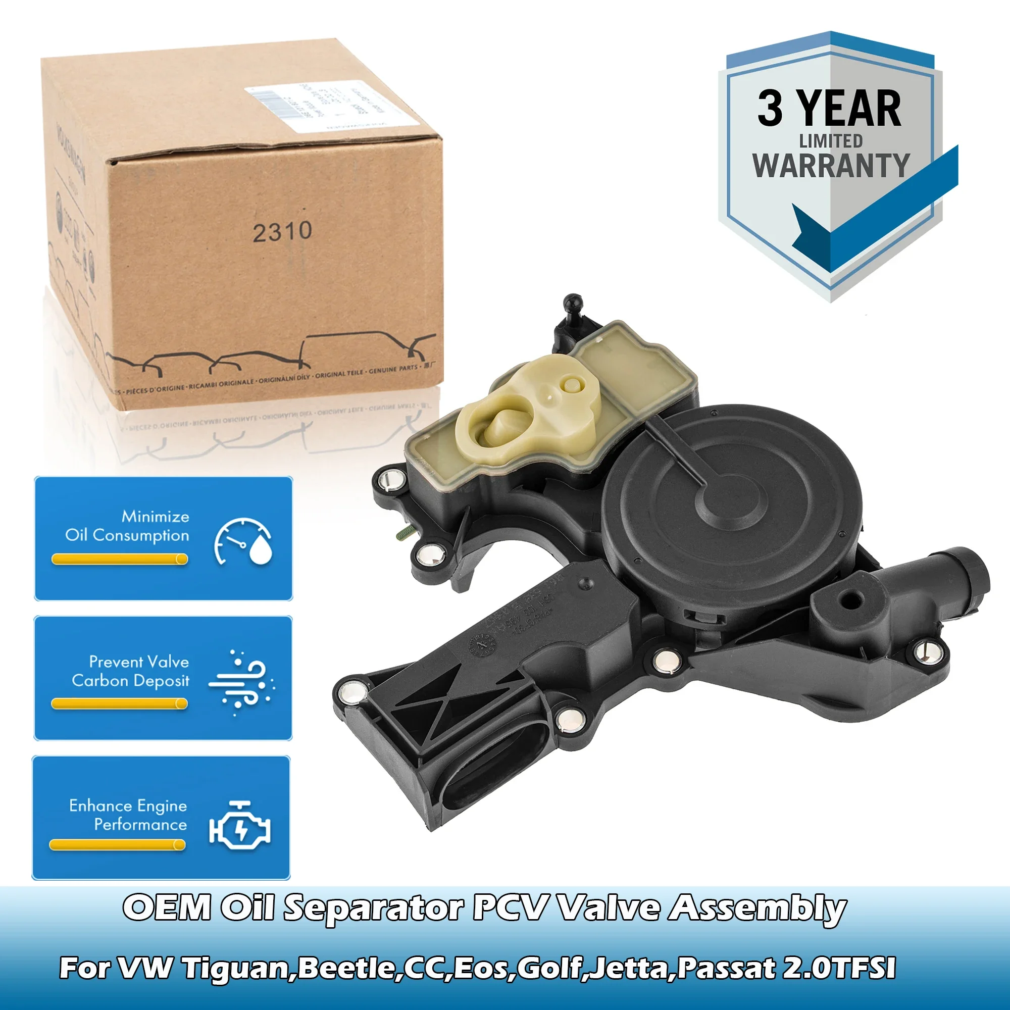 Genuine Oil Separator PCV Valve Assembly 06H103495AE,06H103495AK,06H103495J For VW Tiguan,Beetle,CC,Eos,Golf,Jetta,Passat