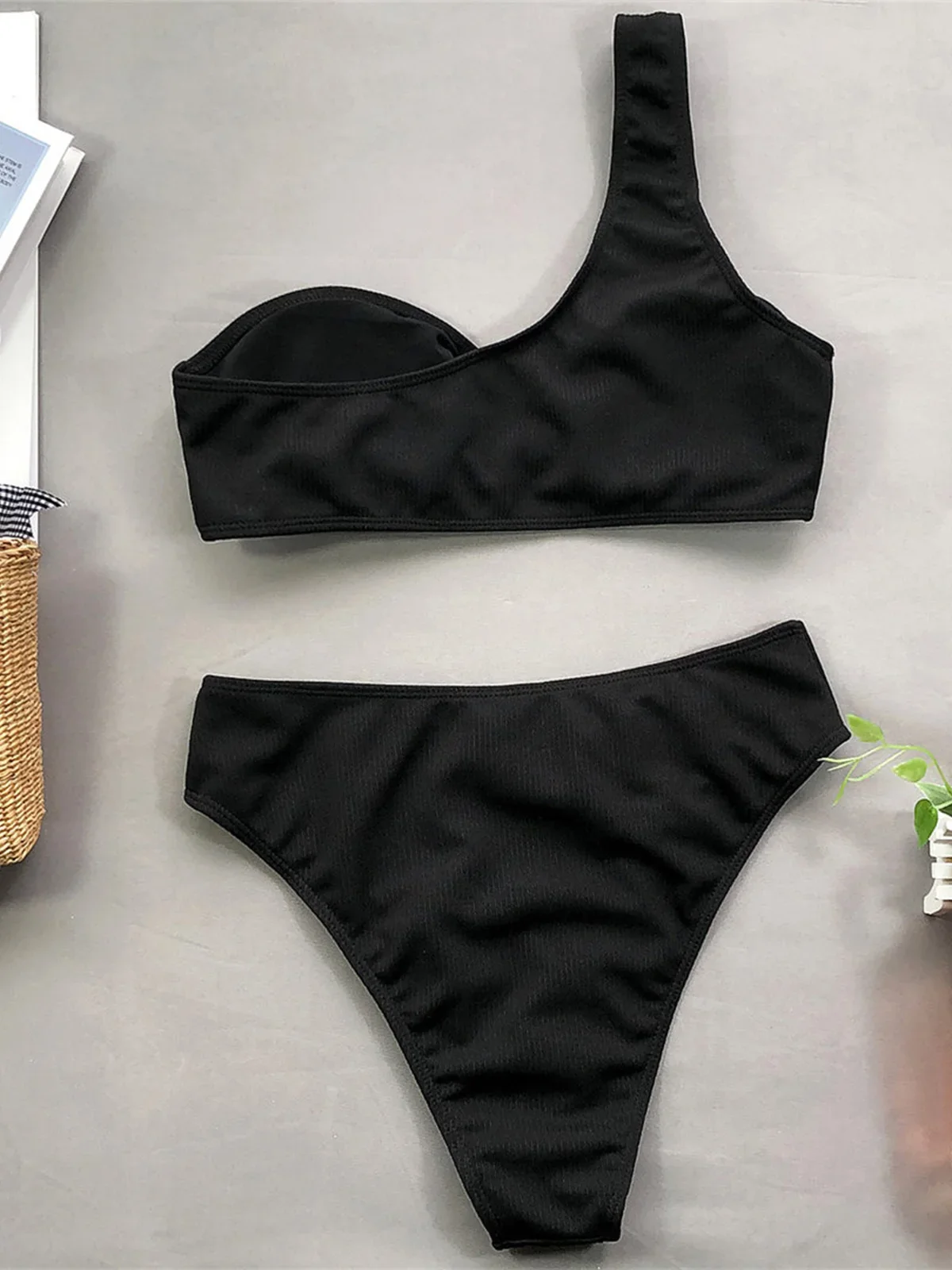 Sexy Single One Shoulder Bikini Female Swimsuit Women Swimwear Two-pieces Bikini set Asymmetrical Bather Bathing Suit Swim V2171