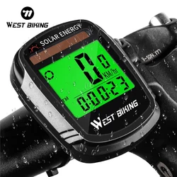 WEST BIKING Solar Powered Bike Computer Wireless Waterproof Bicycle Speedometer Odometer Automatic Wake-up Bicycle Computer