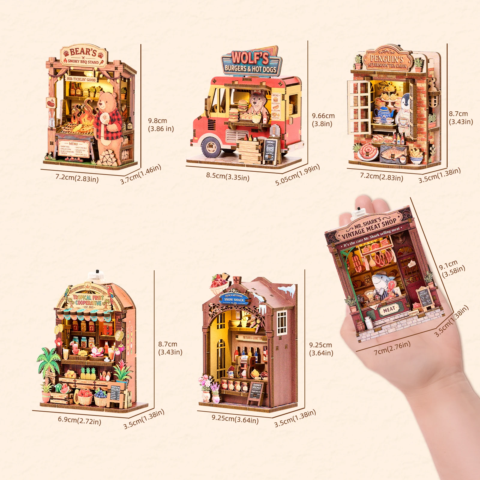 Fridge Magnet DIY 3D Wooden Puzzle Toy Mini House Handmade Animals