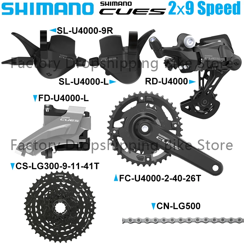 

SHIMANO CUES U4000 2X11Speed MTB Bike Derailleur Groupset 170mm 40-26T Crankset LG300 11-41T Cassette LG500 Chain Original Parts