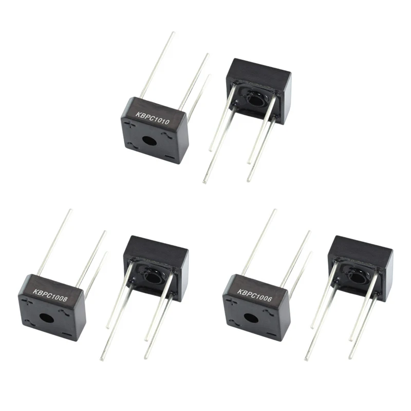 5~500Pcs KBPC1010 KBPC1008 KBPC1006 Bridge Rectifier 10A 1000V/800V/600V DIP-4 Square Bridge Cuttable Feet GBU Bridge Stack