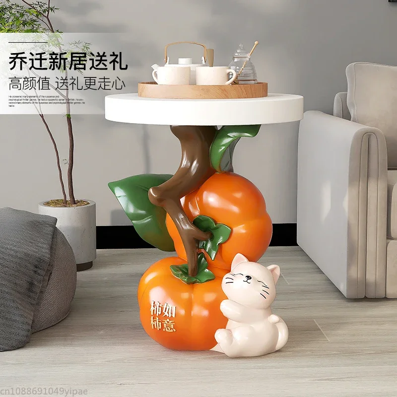 New Chinese Everything Goes Well Persimmonic Floor Decoration Living Room Coffee Table Edge Few Bedside Decoration Furniture