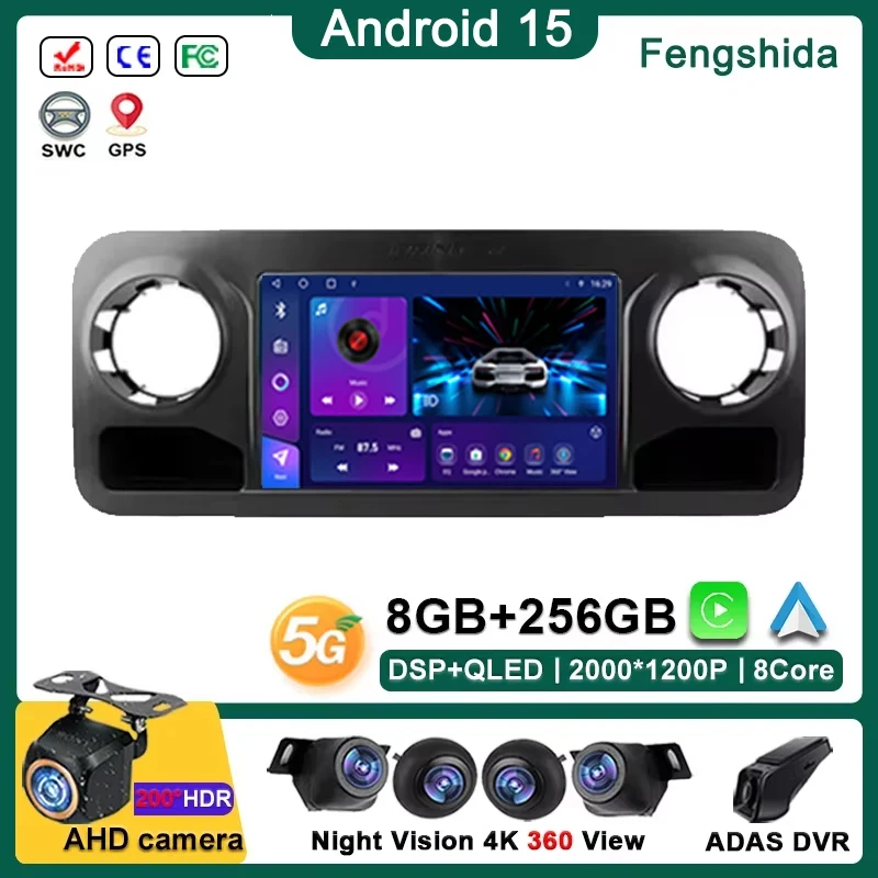 

Android 15 For Mercedes-Benz Sprinter 907 910 2018 + Radio samochodowe odtwarzacz samochodowy multimedialne nawigacja WiFi GPS