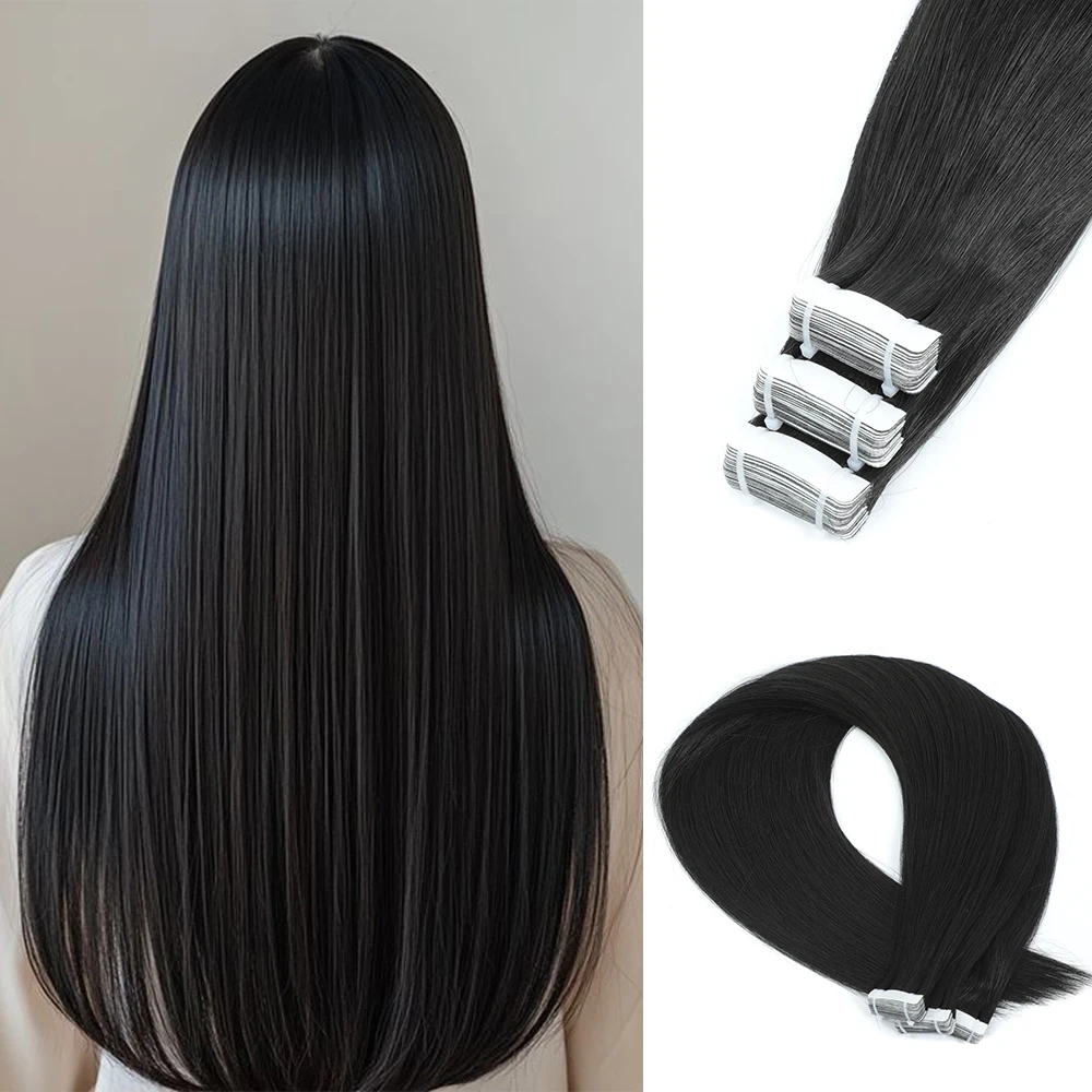 

Лента для наращивания волос, натуральная, мягкая, 20 шт., 26 дюймов, бесшовная лента для утка кожи, прямые волосы для женщин, черный, коричневый, блонд